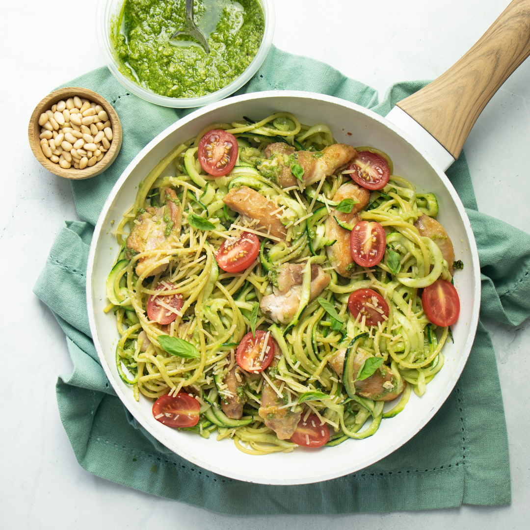 Chicken & Pesto Courgetti - Food Styling, Food Photography, Recipe Book Design | Dashy Creative